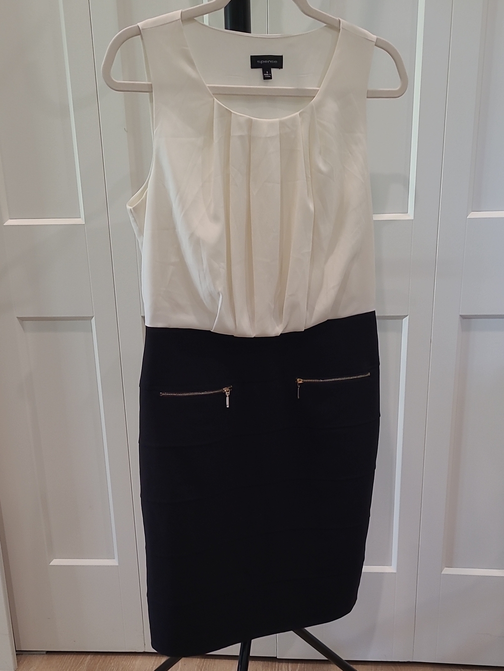 Spense Cream and Black Two-Tone Pencil Skirt Dress